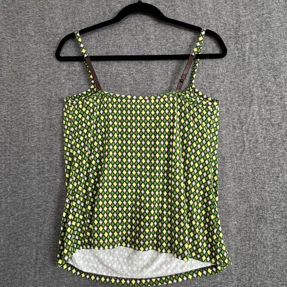 NEW YORK & COMPANY Y2K Cami Top M Green Yellow Black Adjustable Straps Stretchy - Picture 2 of 6